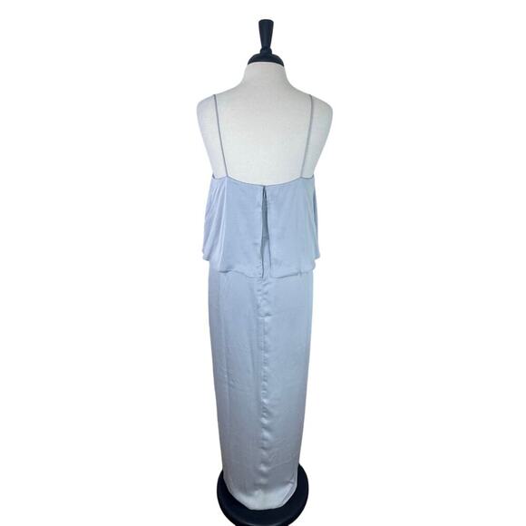 New SHONA JOY Luxe Frill Tulip Hem Maxi Formal Dress Silver Blue Cloud Sz‎  10 - Picture 9 of 14